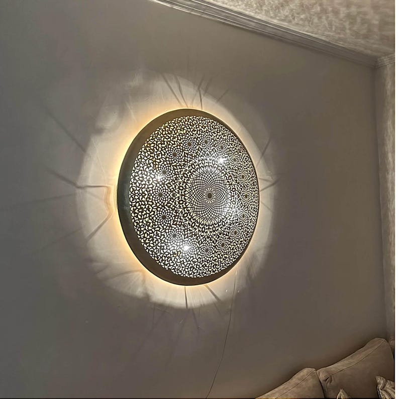 Moroccan Filigree Brass Wall Disk