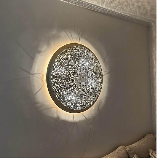 Moroccan Filigree Brass Wall Disk