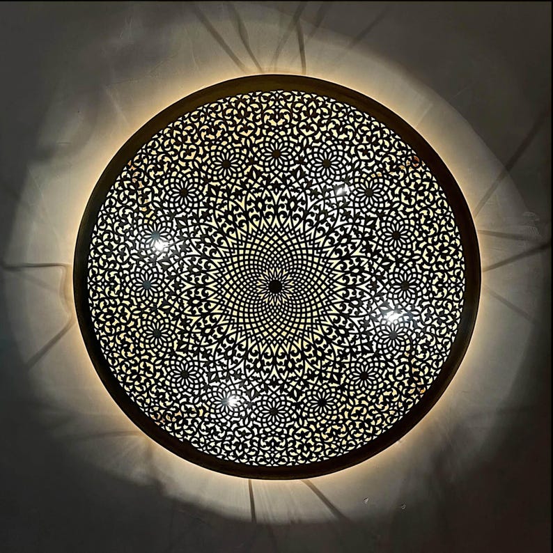 Moroccan Filigree Brass Wall Disk