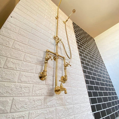 Bespoke Unlacquered Brass Exposed Shower System