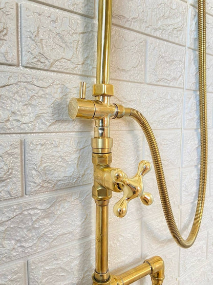 Bespoke Unlacquered Brass Exposed Shower System