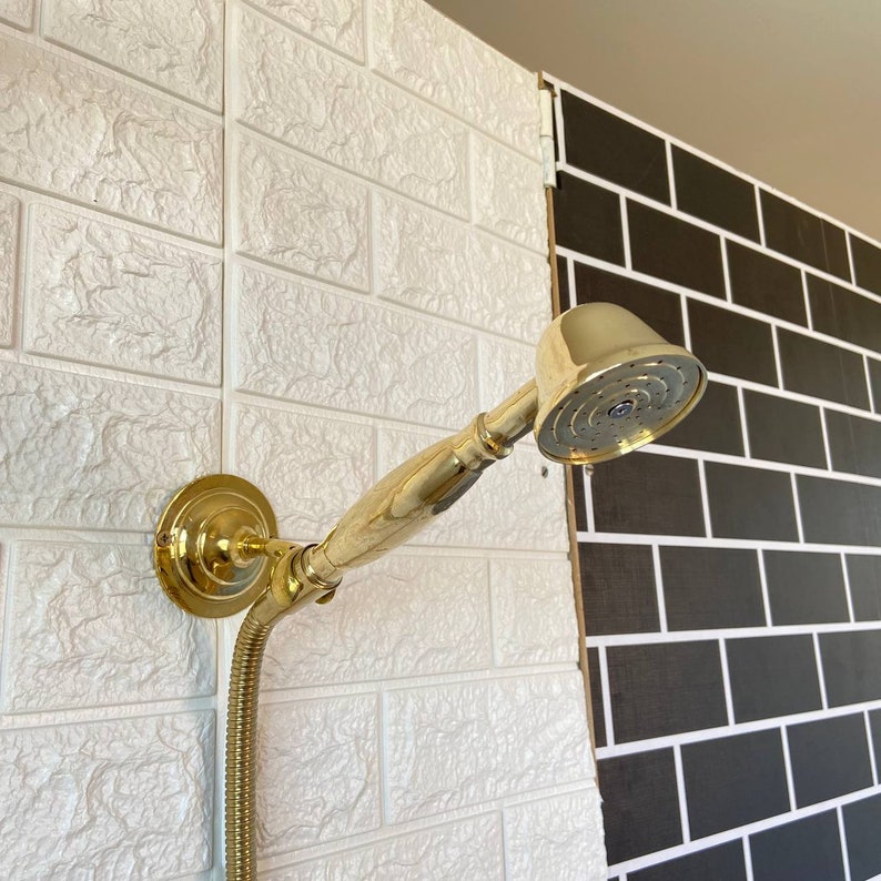 Bespoke Unlacquered Brass Exposed Shower System