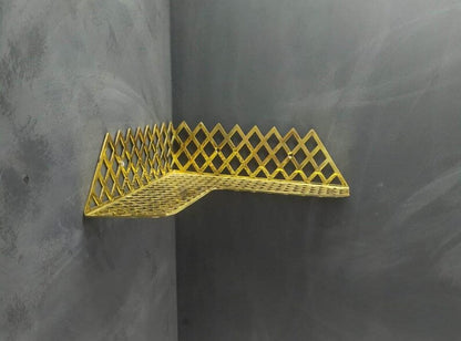 Unlacquered Brass Corner Wall Shelf for Shower & Bathroom