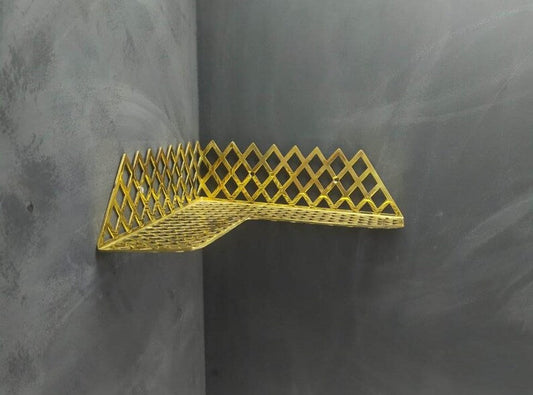 Unlacquered Brass Corner Wall Shelf for Shower & Bathroom