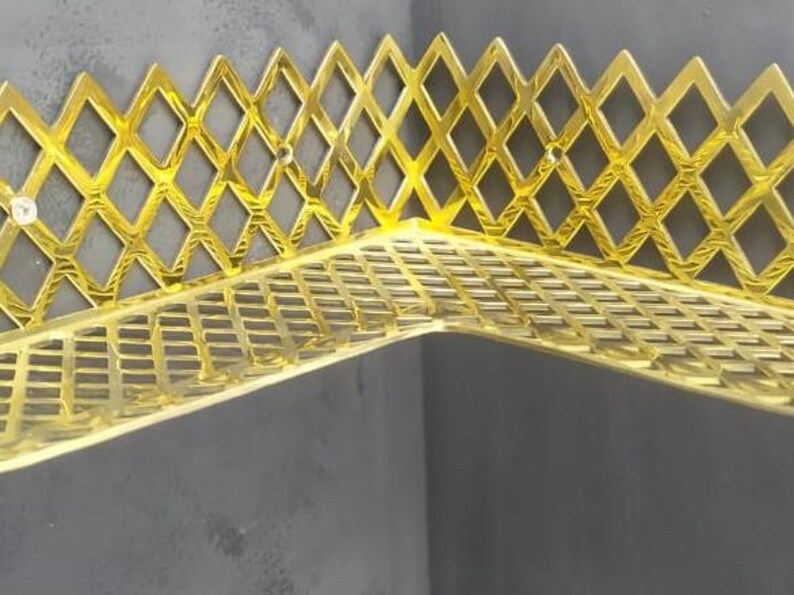 Moroccan-Style Unlacquered Brass Corner Shower Shelf