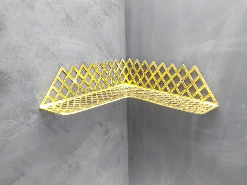 Unlacquered Brass Corner Wall Shelf for Shower & Bathroom
