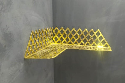 Moroccan-Style Unlacquered Brass Corner Shower Shelf