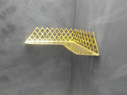 Moroccan-Style Unlacquered Brass Corner Shower Shelf