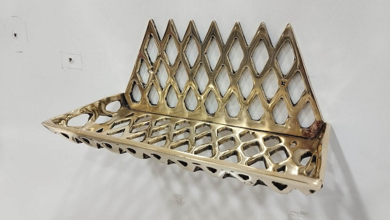 Unlacquered Brass Basket Wall Shelf, Soap Holder