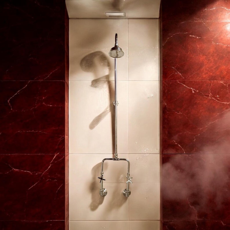 Industrial Polished Nickel Exposed Shower