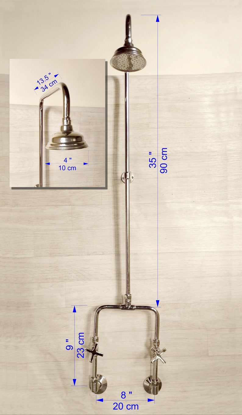 Industrial Polished Nickel Exposed Shower