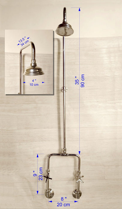 Industrial Polished Nickel Exposed Shower