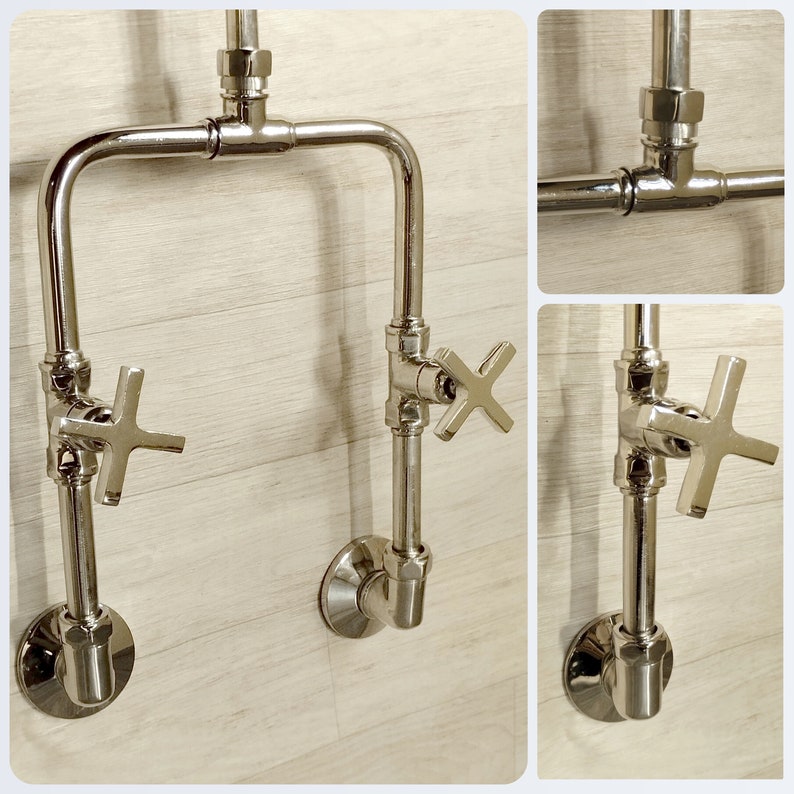 Industrial Polished Nickel Exposed Shower