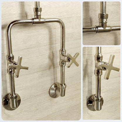Industrial Polished Nickel Exposed Shower