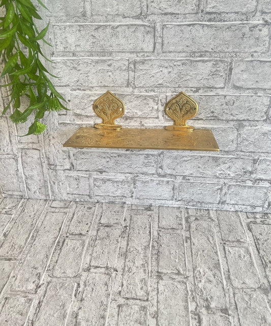 Hand-Engraved Moroccan Brass Wall Shelf