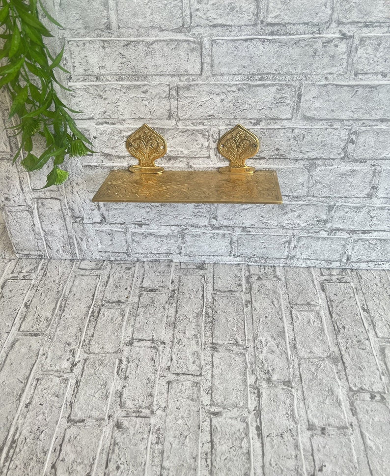 Hand-Engraved Moroccan Brass Wall Shelf