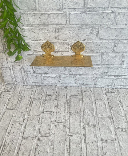 Hand-Engraved Moroccan Brass Wall Shelf
