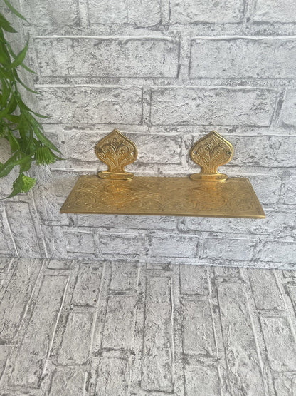 Hand-Engraved Moroccan Brass Wall Shelf