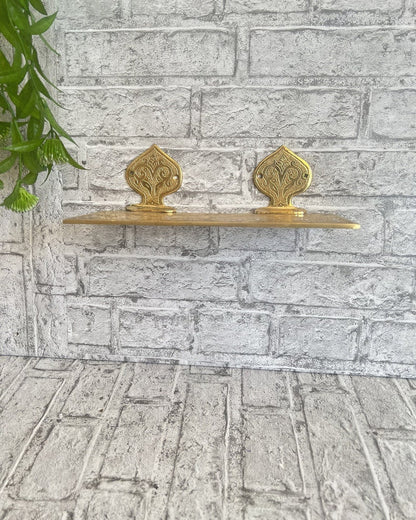 Hand-Engraved Moroccan Brass Wall Shelf