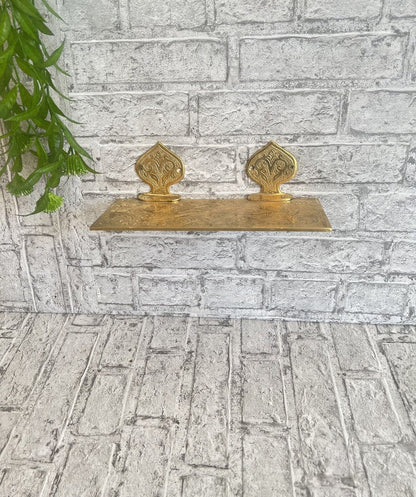 Hand-Engraved Moroccan Brass Wall Shelf