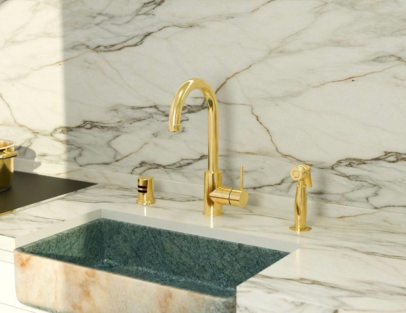 Modern Unlacquered Brass Kitchen Faucet
