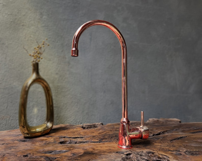 Artisan Polished Copper High-Arc Kitchen Mixer