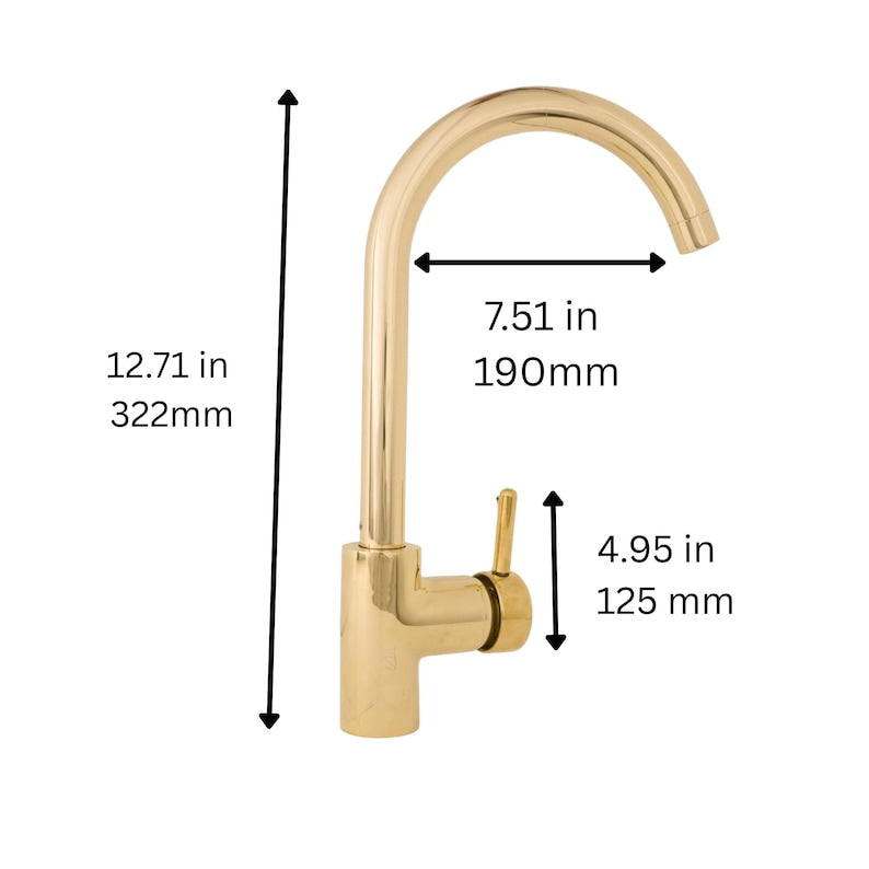 Single-Hole Brass Kitchen Faucet Minimalist Gooseneck Mixer