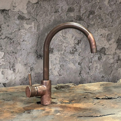Antique Copper Gooseneck Kitchen Faucet  Single Handle