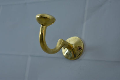 Brassnova Solid Brass Wall Hook – Unlacquered Vintage Antique Finish