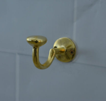 Brassnova Solid Brass Wall Hook – Unlacquered Vintage Antique Finish