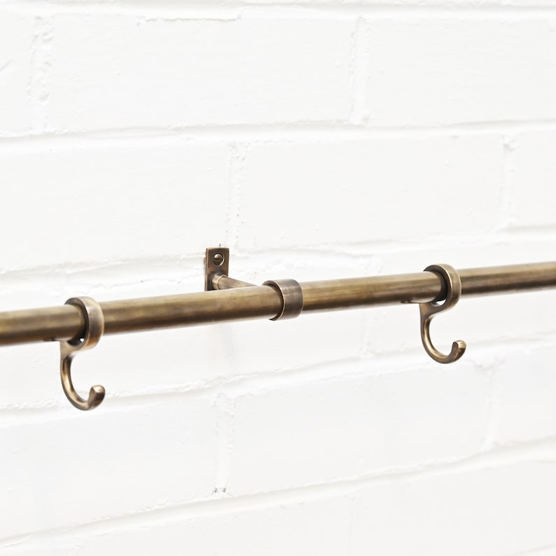 Aged Brass Hook Rail