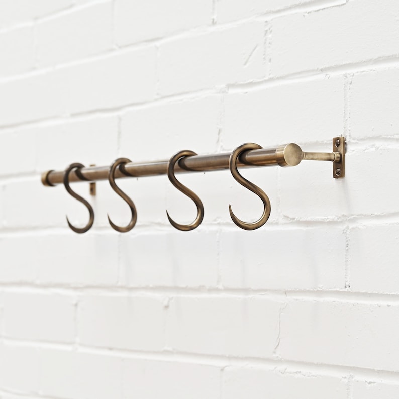 Aged Brass Hook Rail