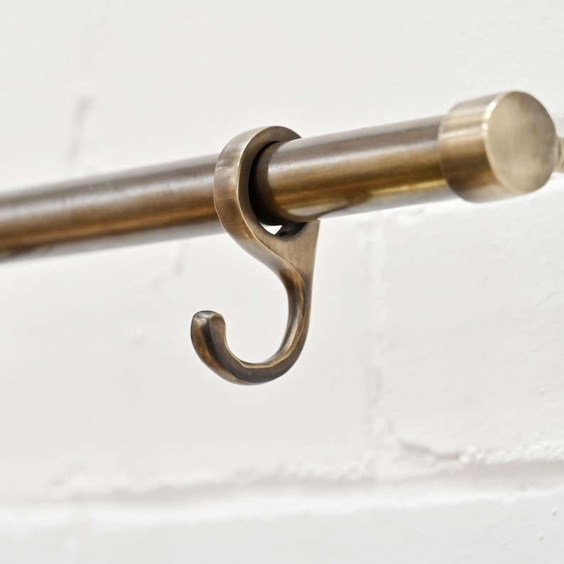Aged Brass Hook Rail