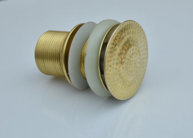 Handcrafted Hammered Brass Pop-Up Sink Drain