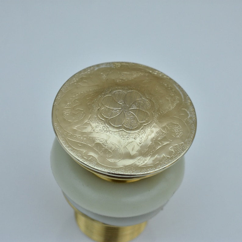 Handcrafted Hammered Brass Pop-Up Sink Drain