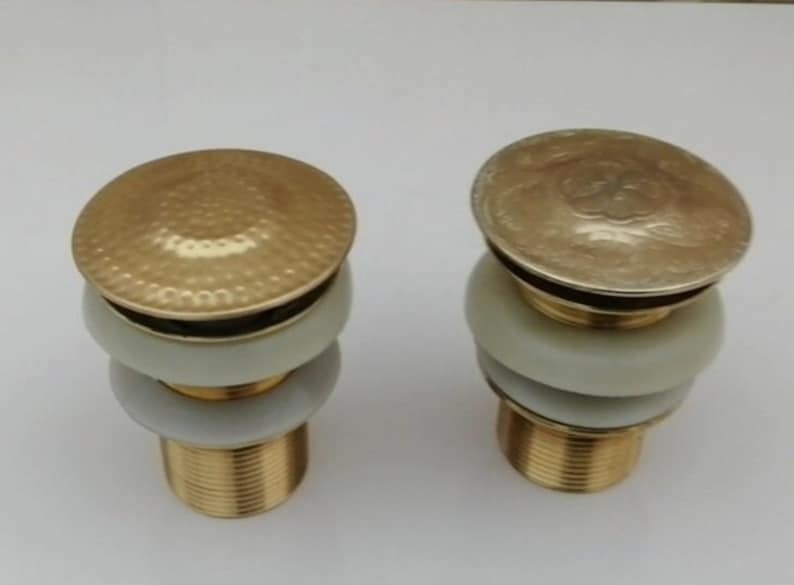 Handcrafted Hammered Brass Pop-Up Sink Drain