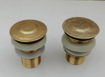 Handcrafted Hammered Brass Pop-Up Sink Drain