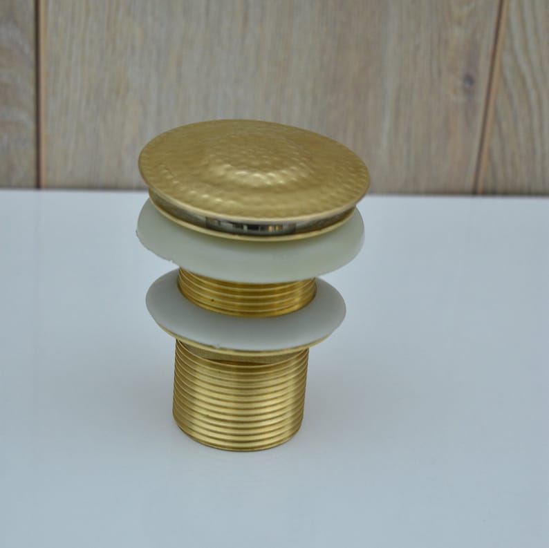 Handcrafted Hammered Brass Pop-Up Sink Drain