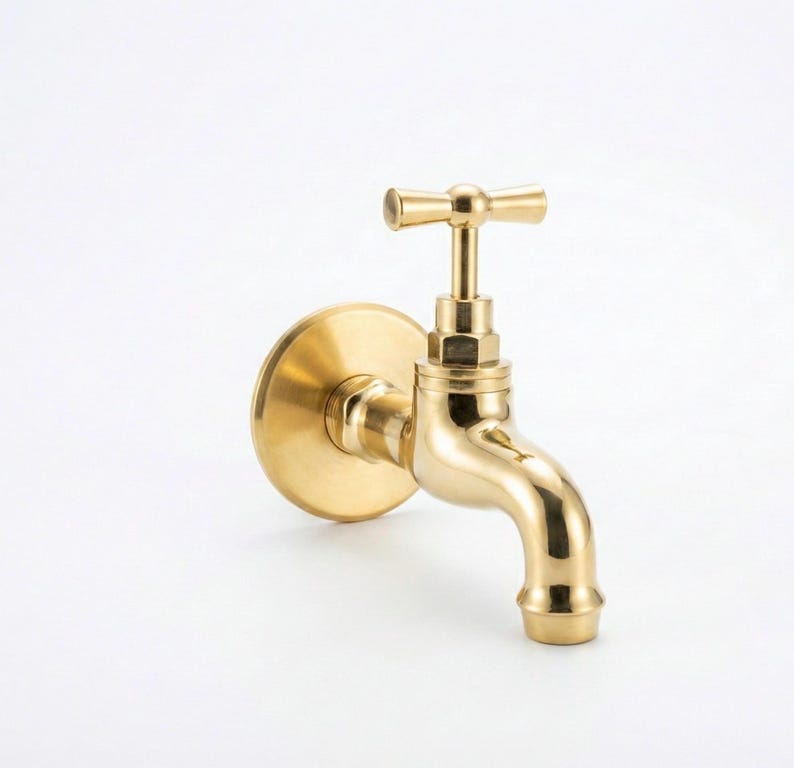Minimalist Unlacquered Brass Wall Spigot