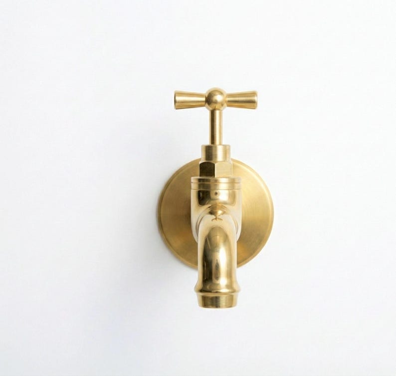 Minimalist Unlacquered Brass Wall Spigot