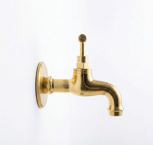 Minimalist Unlacquered Brass Wall Spigot