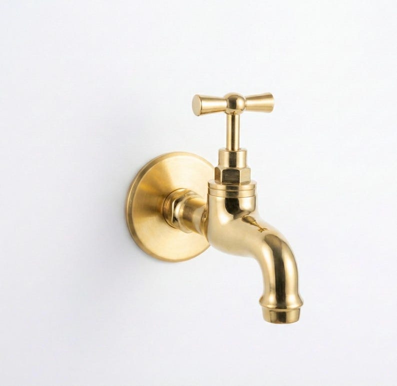 Minimalist Unlacquered Brass Wall Spigot