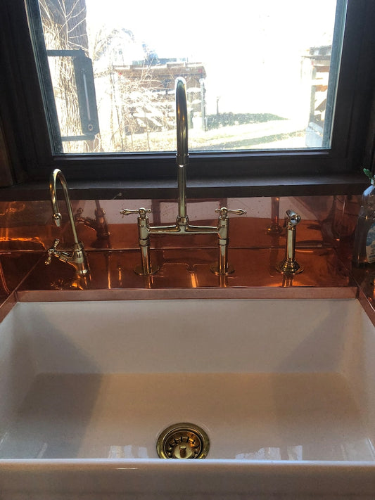 Polished Brass Kitchen Bridge Faucet Set