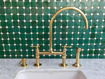 Unlacquered Brass Kitchen Bridge Faucet Set