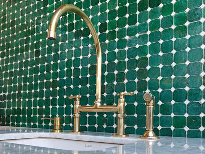 Unlacquered Brass Kitchen Bridge Faucet Set
