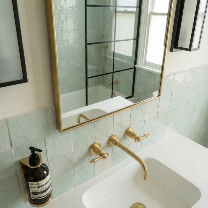 Unlacquered Brass Wall Mount Faucet Set
