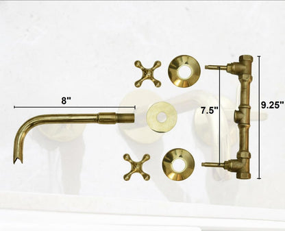 Unlacquered Brass Wall Mount Faucet Set