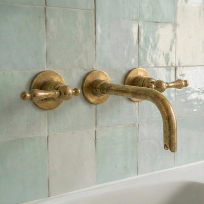 Unlacquered Brass Wall Mount Faucet Set