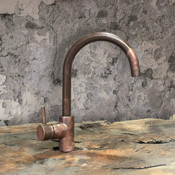 Antique Copper Gooseneck Kitchen Faucet  Single Handle