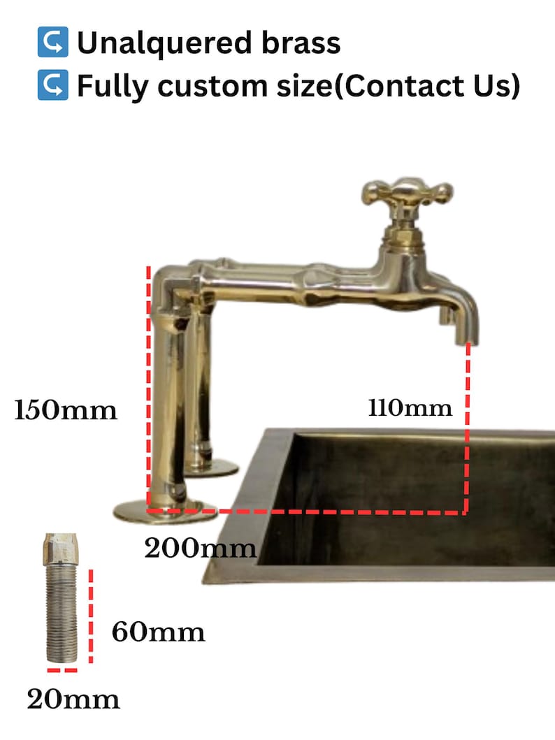 Unlacquered Brass kitchen and Bathroom Faucets